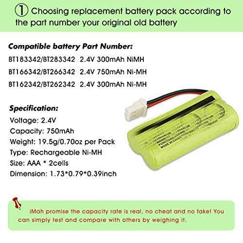 Ryme B12 BT166342 BT266342 BT183342 BT283342 Cordless Phone Batteries Compble with Vtech CS6114 CS6429 CS67192 ATT EL5210 EL51203 Handset Telephone Pack of 3