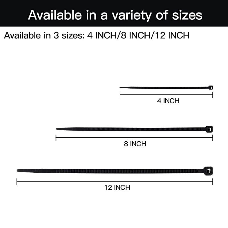 Zip Ties Nylon Self Locking Heavy Duty Wire Ties 8 inch 100 Pieces Black