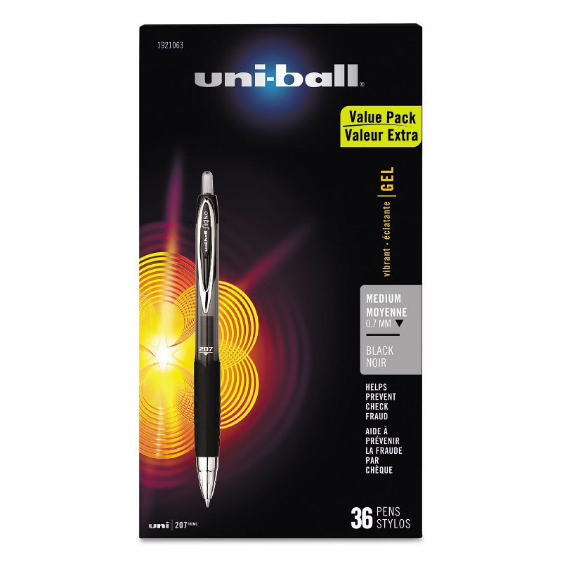 uni-ball Signo 207 Retractable Gel Pen Black Ink 0.7mm 36/Box 1921063