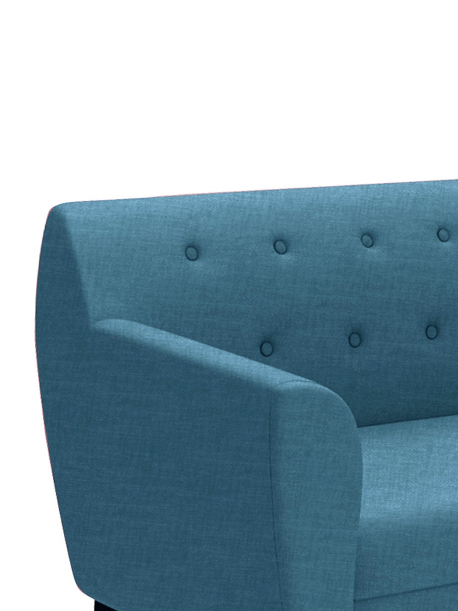 Trevi Blue Fabric & Neem Wood 5 Seater RHS Sectional Sofa