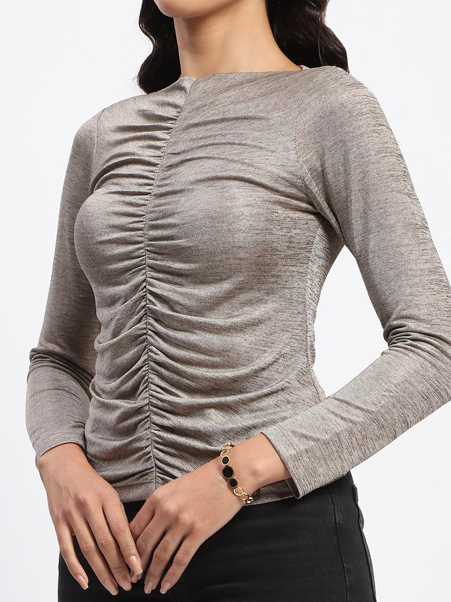 MADAME Grey Slim Fit Top