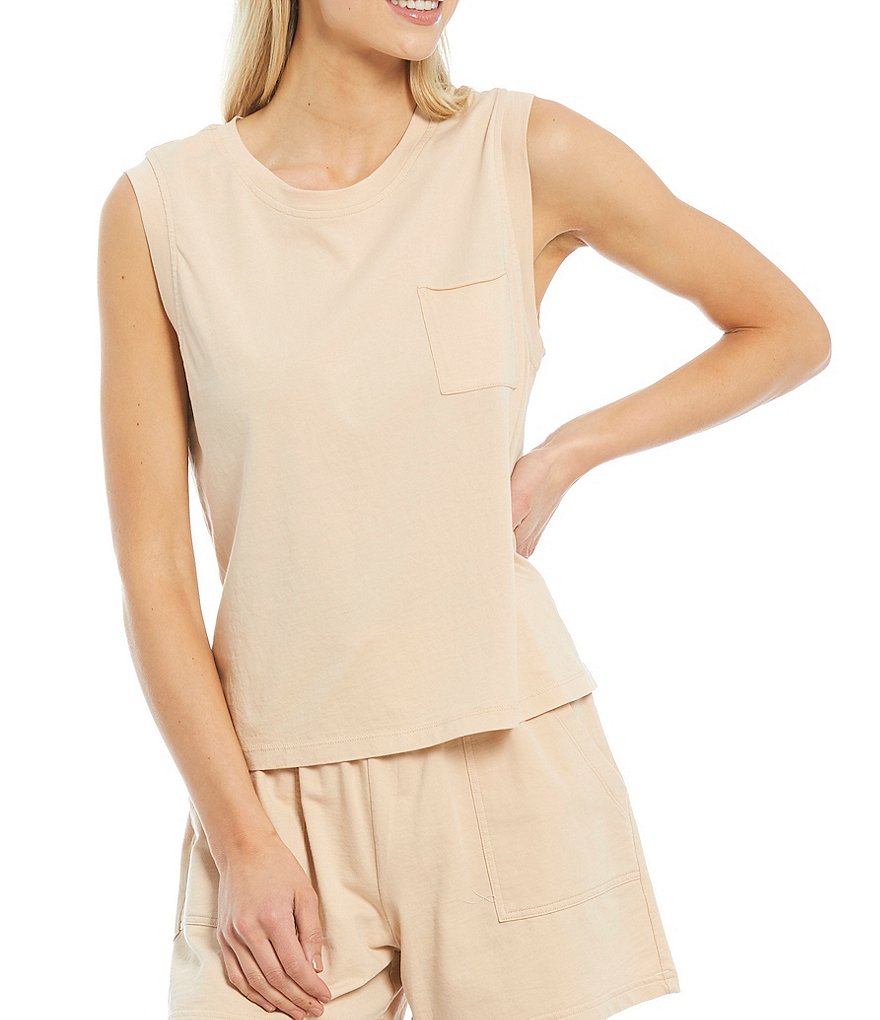 A Loves A Athleisure French Terry Jewel Neck Coordinating Knit Tank