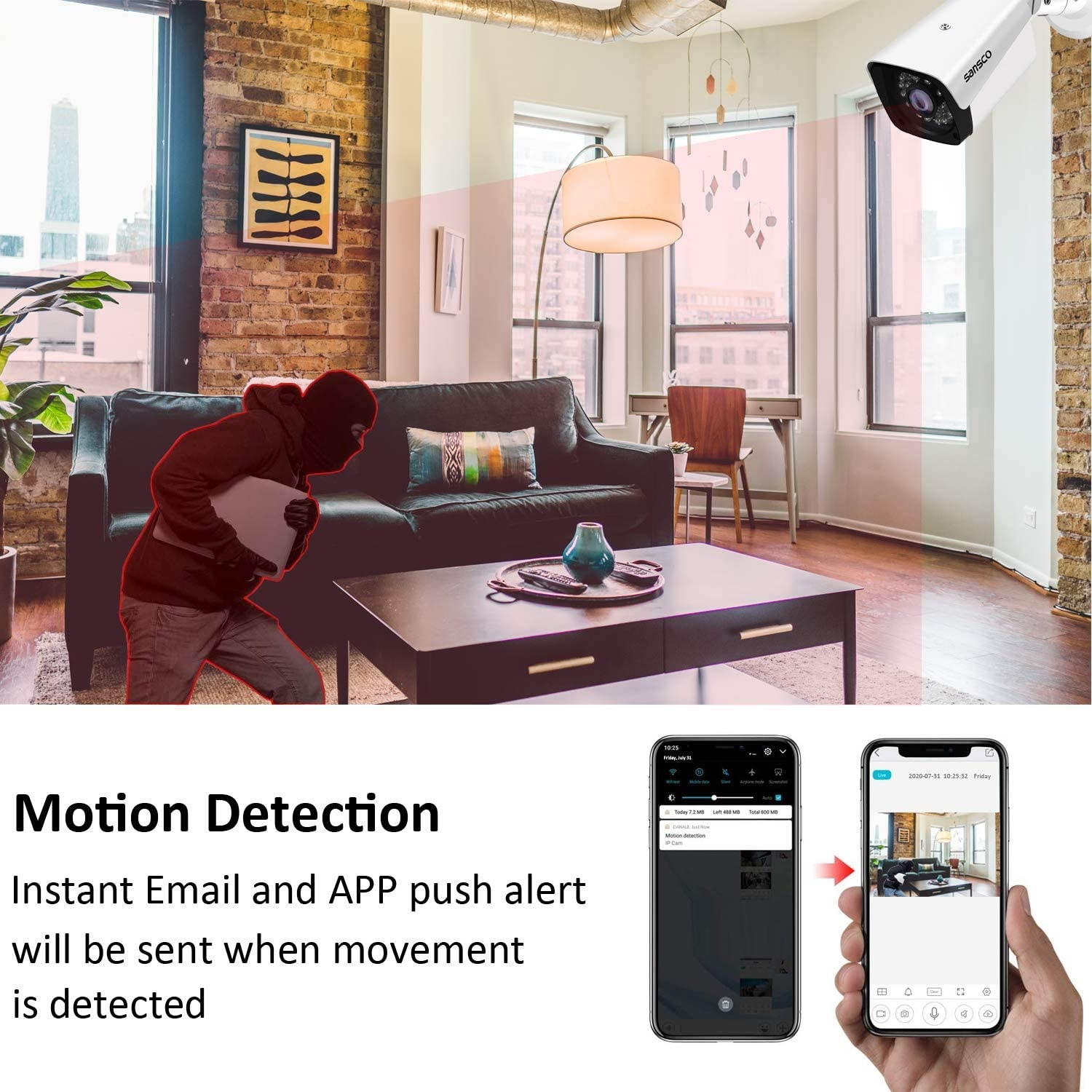 SANSCO 8CH 1080P Security Camera System with 1TB HDD for 24/7 Recording, 4pcs Wired Waterproof 2MP HD Outdoor Cameras, 8 Channel CCTV DVR, Night Vision, Motion and APP Push Alert, Easy Remote Access