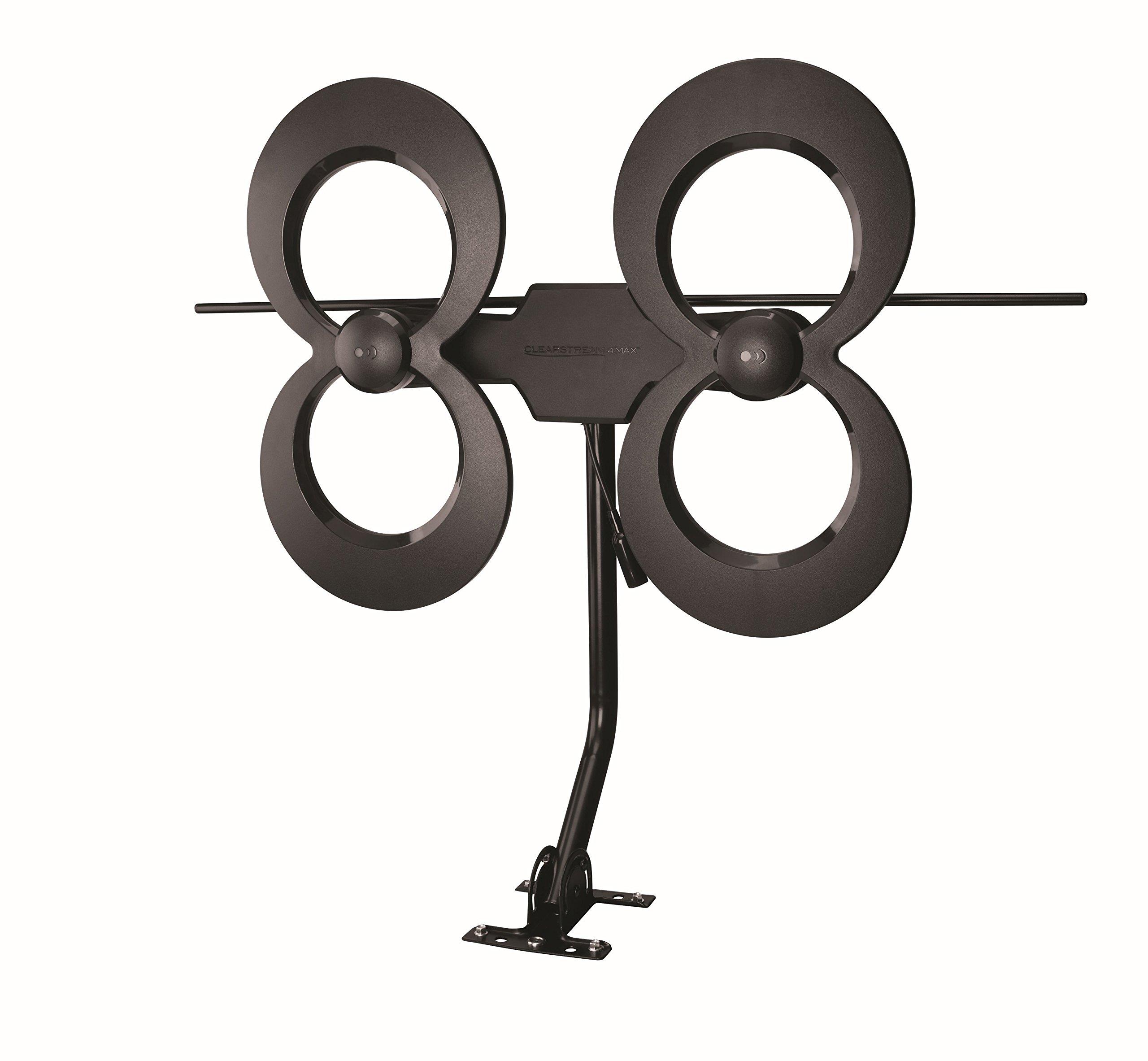 Antennas Direct Clearstream 4Max TV Antenna, 70+ Mile Range, UHF/Vhf, Multi-Directional, Indoor, Attic, Outdoor, Mast W/Pivoting Base/Hardware/Adjustable Clamp/Sealing Pads, 4K Ready, Black &ndash; C4MVJ