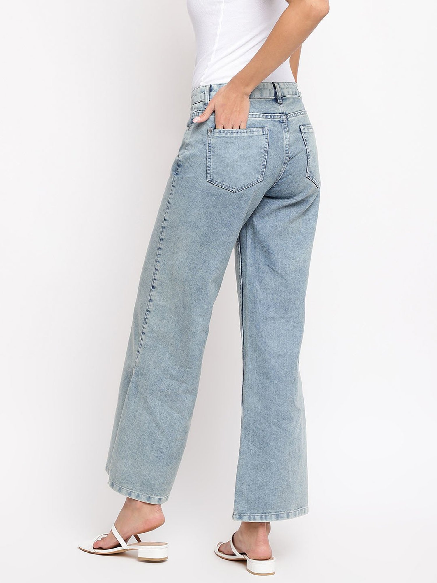 Tales & Stories Light Blue Mid Rise Flared Jeans