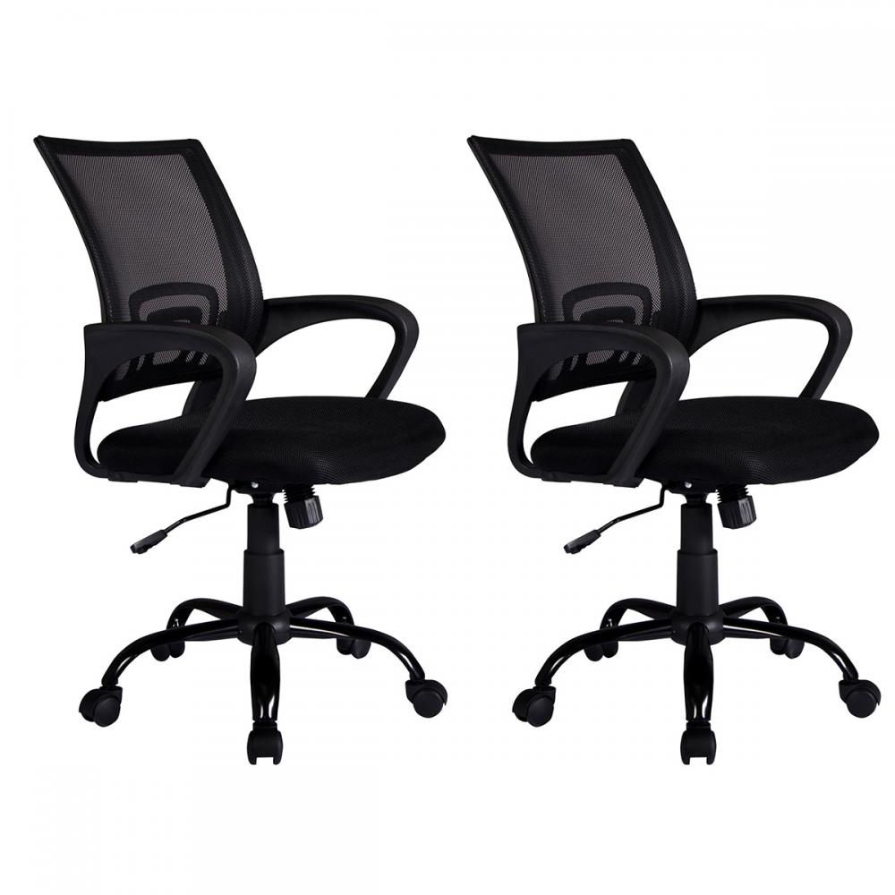 Black Ergonomic Mesh Computer Office Desk Midback Task Chair w/Metal Base H99 set of 2