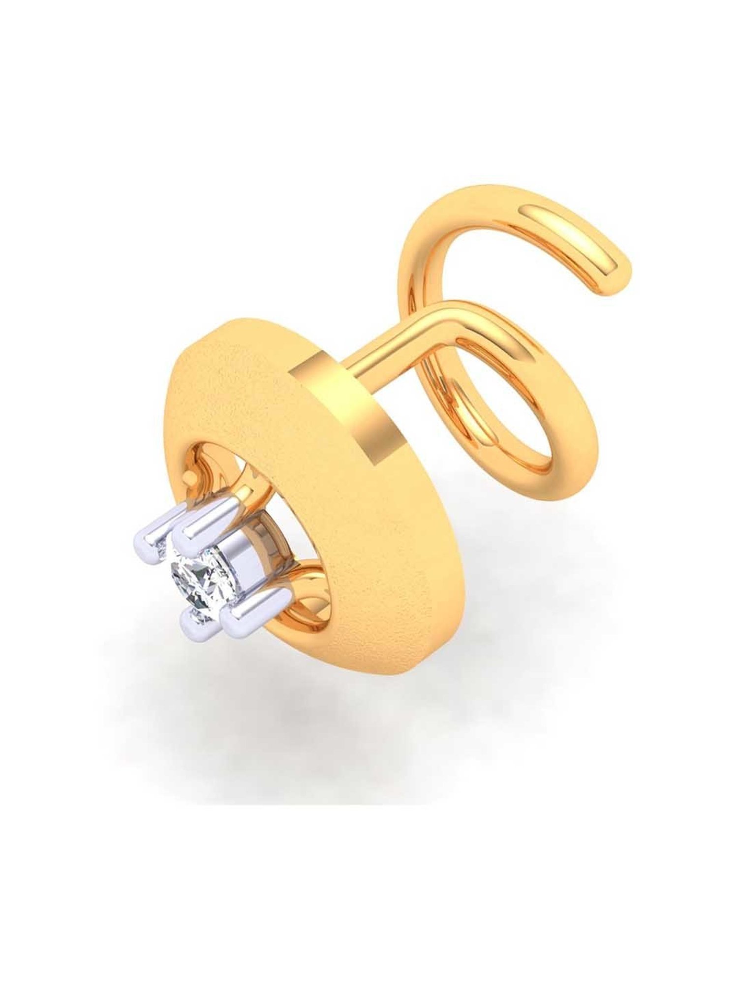 P.C. Chandra Jewellers 22k Gold Circle Shape White Stone Nosepin