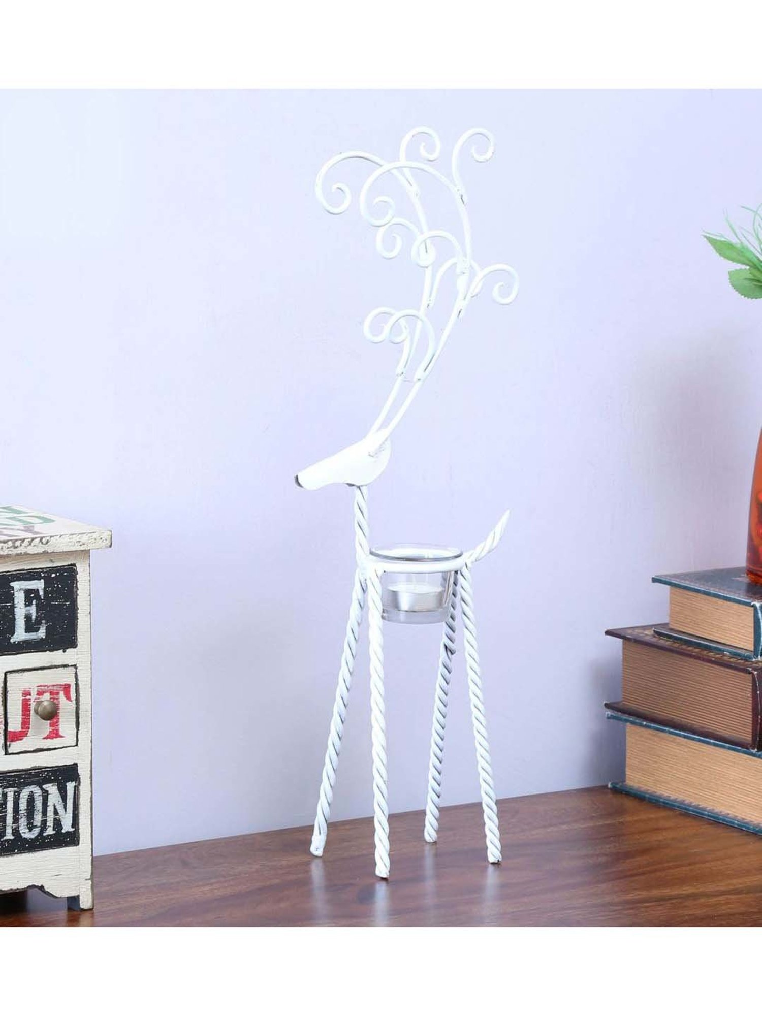 Artisans Rose White Animal Figurine Candle Holder - Set of 1