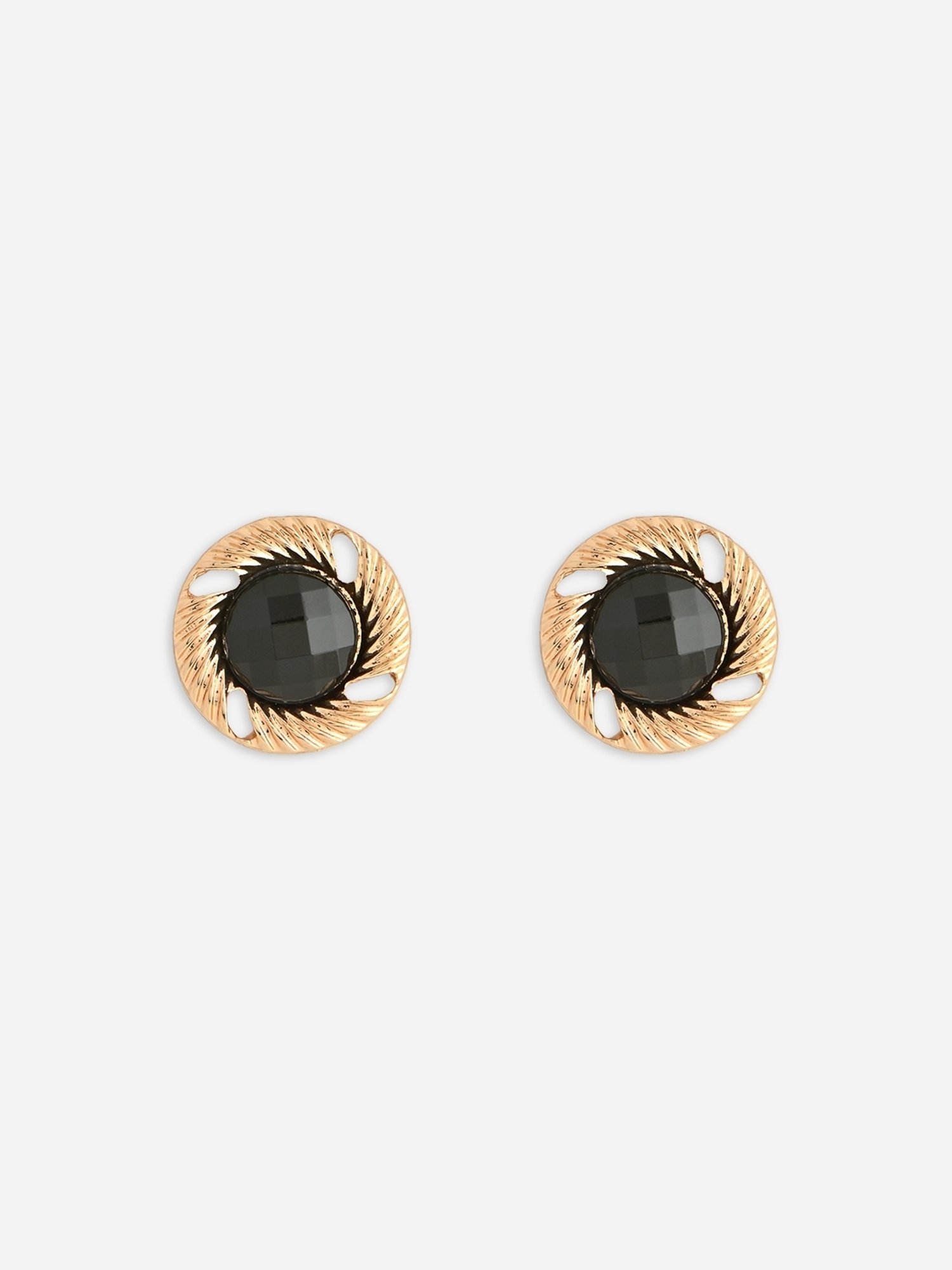 ToniQ Gold & Black Party Stud Earrings for Women