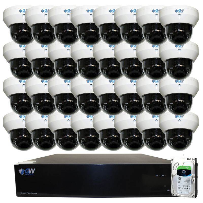 GW 4K Ultra HD 8MP PoE IP Camera Security System, 32CH NVR H.265 UHD 4K Output at 30fps Real Time, 24 x 4K WDR 8 Megapixel IP Bullet Cameras, 2.8~12mm Motorized Zoom Lens Weather Proof, Optional Audio