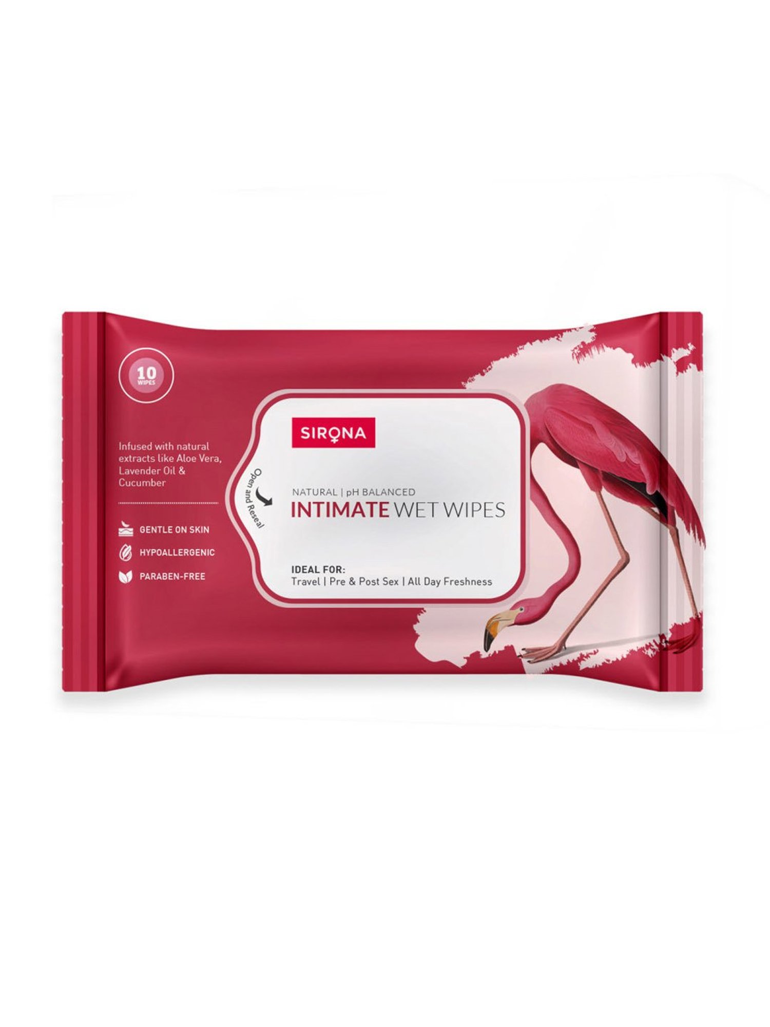 Sirona Intimate Wet Wipes - 10 Wipes (1 Pack - 10 Wipes Each)