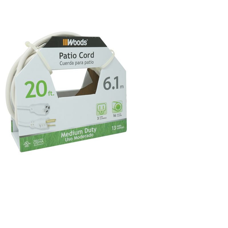 Woods 20' Extension Cord White