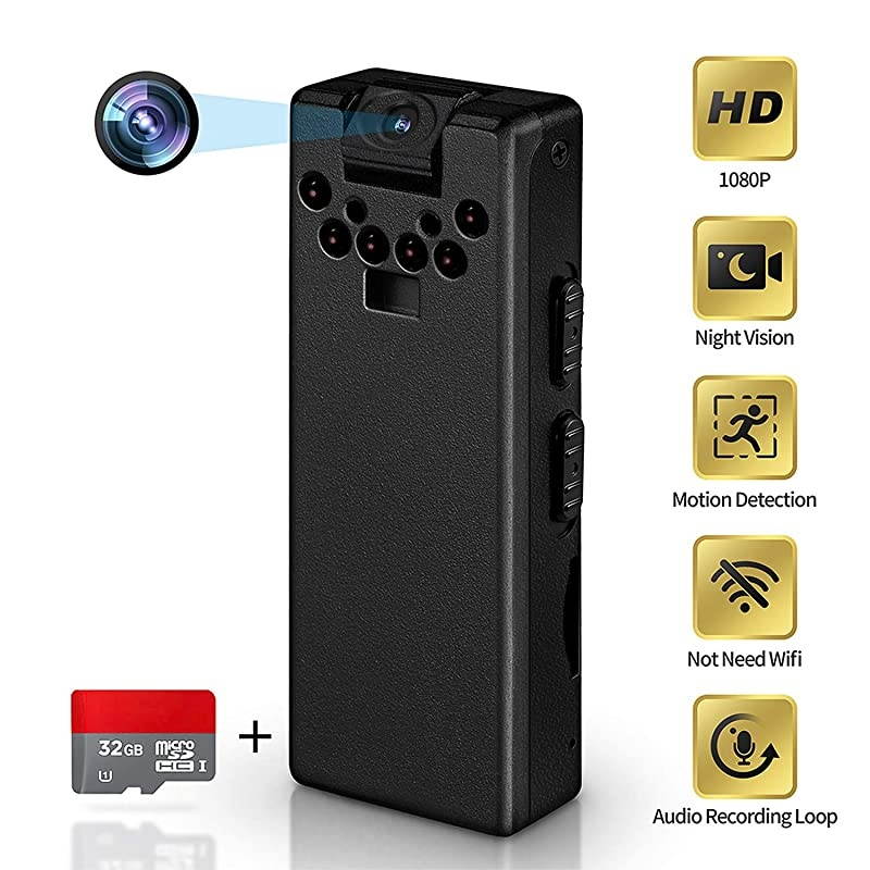 Hidden Camera No WiFi Needed HD 1080p Mini Spy Camera Video Recorder Portable Voice Recorder for Office-Lectures-Meetings- Classroom (32GB Card)