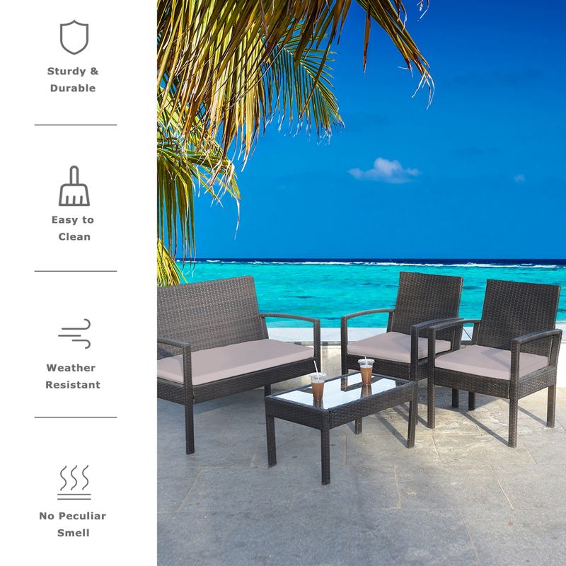 7pc Studio Shine Collection Patio Conversation Set with Sofa, 4 Armchairs & 2 Tables - W Unlimited