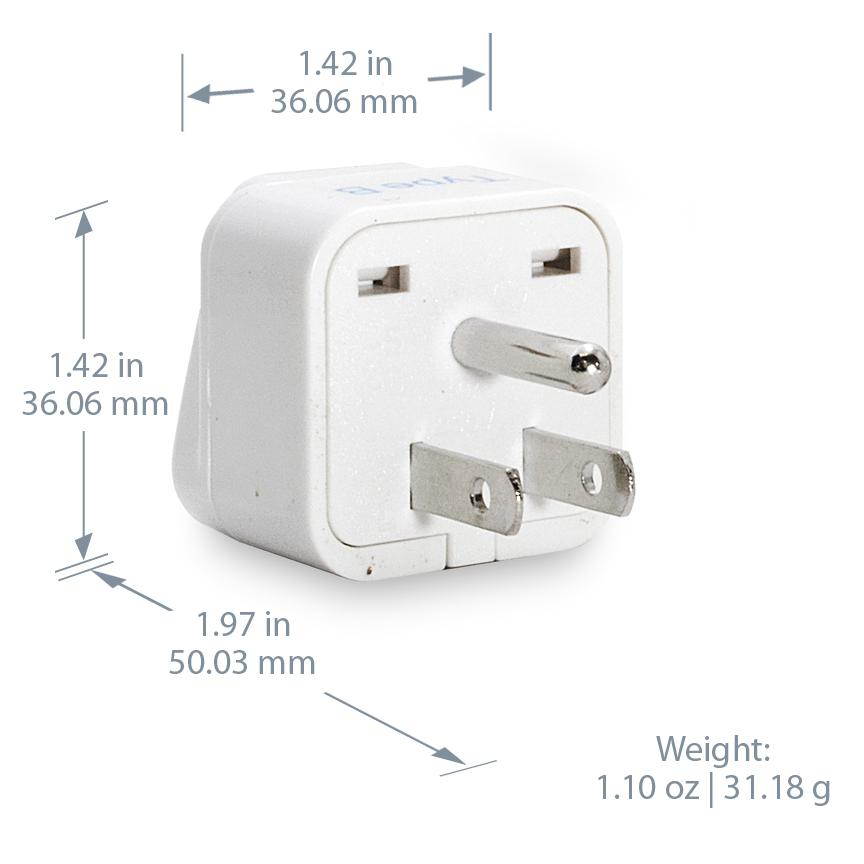 Ceptics USA, Canada, Japan, Philippines Travel Plug Adapter (Type B), Universal Socket Plug Accepts Plugs From any Country, Perfect for Cell Phones, Laptops, Chargers and More - 3 Pack (GP-5)