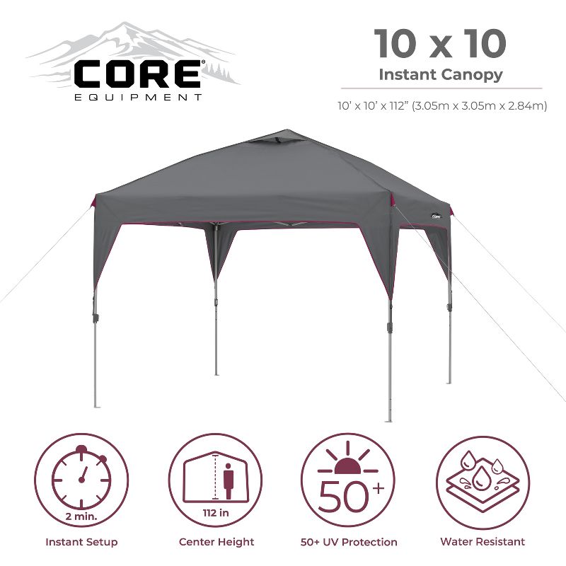 Caravan Canopy Domain 10 x 20 Foot Straight Leg Instant Canopy Tent Set, Black