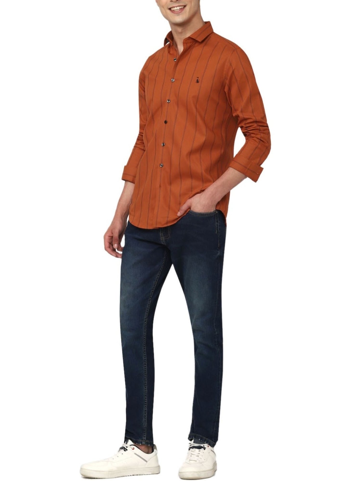 Simon Carter London Orange Stripes Slim Fit Shirt
