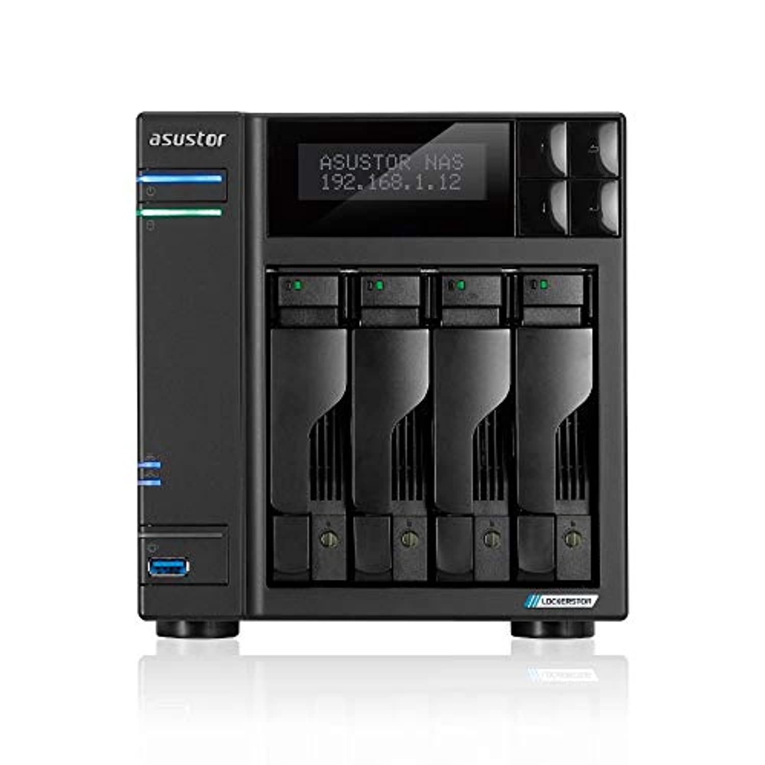 Asustor Lockerstor 4 AS6604T - 4 Bay NAS, Quad-Core 2.0GHz CPU, 2 2.5GbE Ports, 4GB RAM DDR4, 2 M.2 SSD Slots, Network Attached Storage (Diskless) (AS6604T)