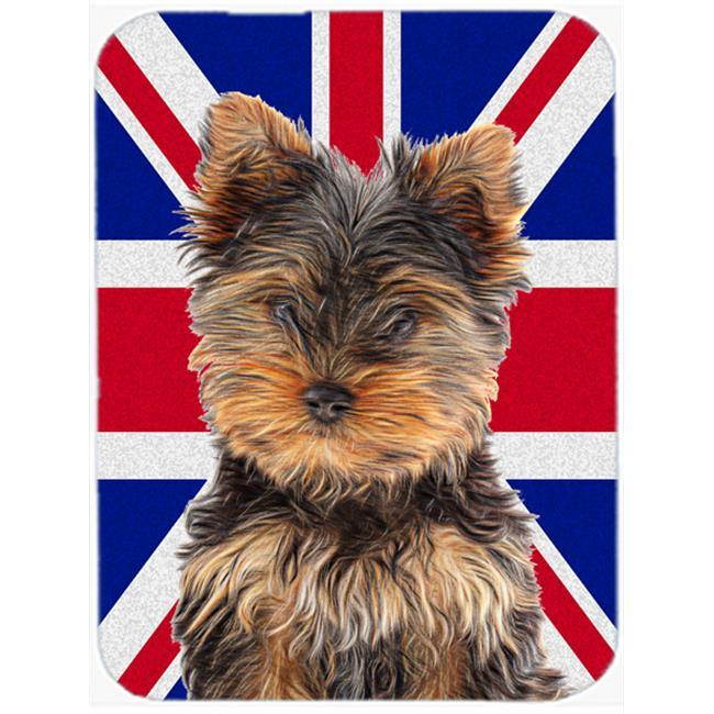 Yorkie Puppy / Yorkshire Terrier with English Union Jack British Flag Mouse Pad, Hot Pad or Trivet KJ1167MP