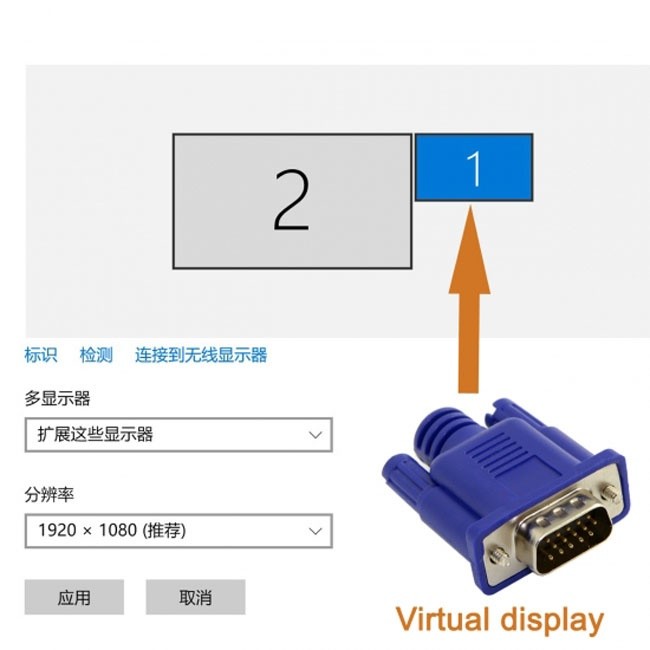CY EDID Virtual Display Adapter VGA RGB Monitor  Plug   Display  1920x1080p@60Hz DB-036