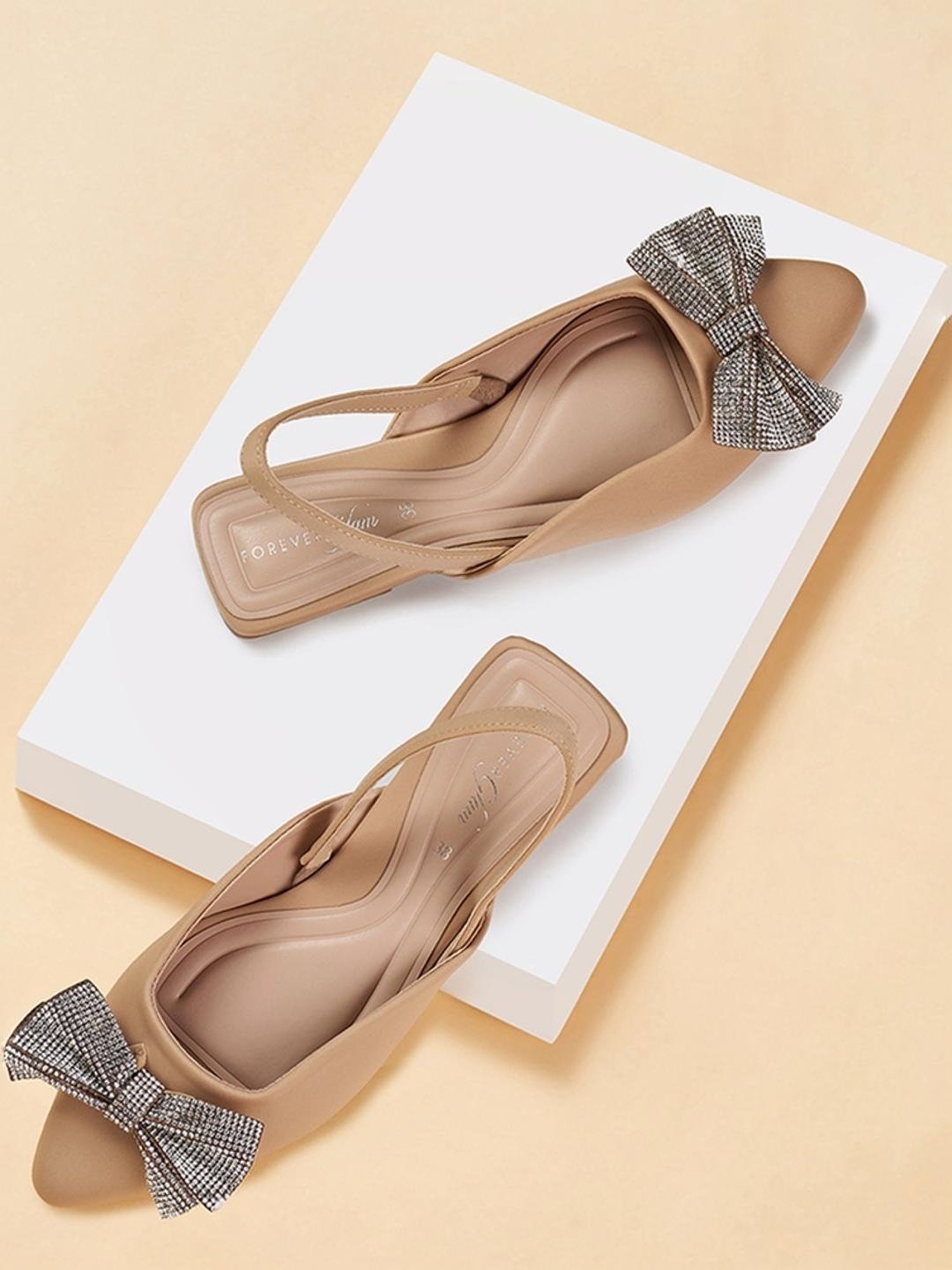 Forever Glam by Pantaloons Women's Beige Sling Back Sandals