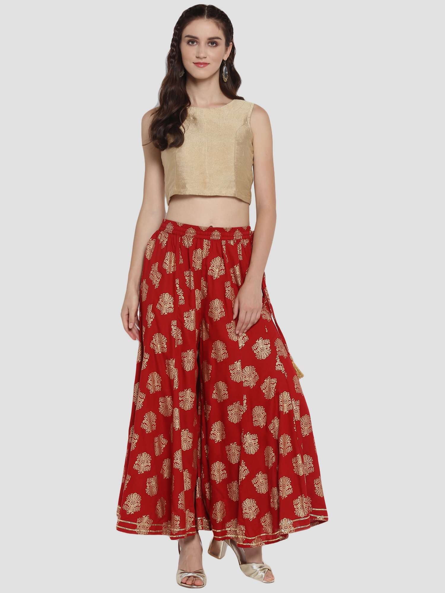 KSUT Maroon Printed Palazzos