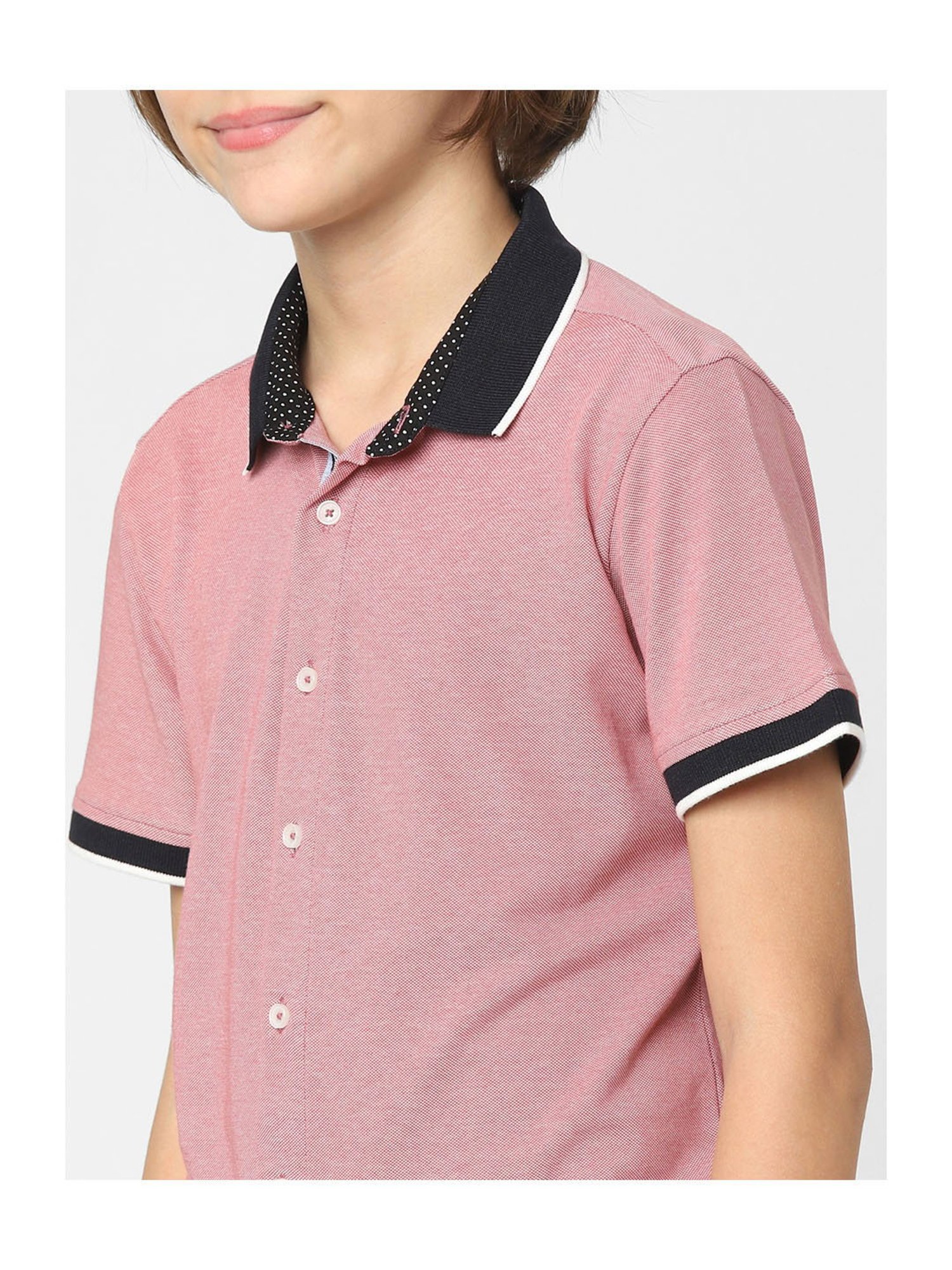 Jack & Jones Junior Boys Pink Solid Shirt
