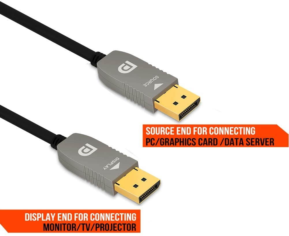 RUIPRO 4K Fiber DisplayPort Cable 33 feet Light High Speed Support 21.6 Gbps 4K at 60Hz DP1.2 Slim and Flexible with Optic Technology (10M)