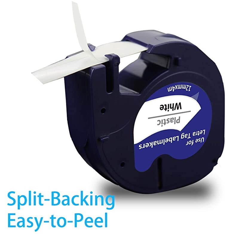 Label Tape Replacement for DYMO LetraTag Refills Plastic Label Tape 91331 91332 91333 91334 91335 for DYMO LetraTag LT-100H LT-100T QX50, 1/2 Inch x 13 Feet(12mm x 4m), 5-Pack