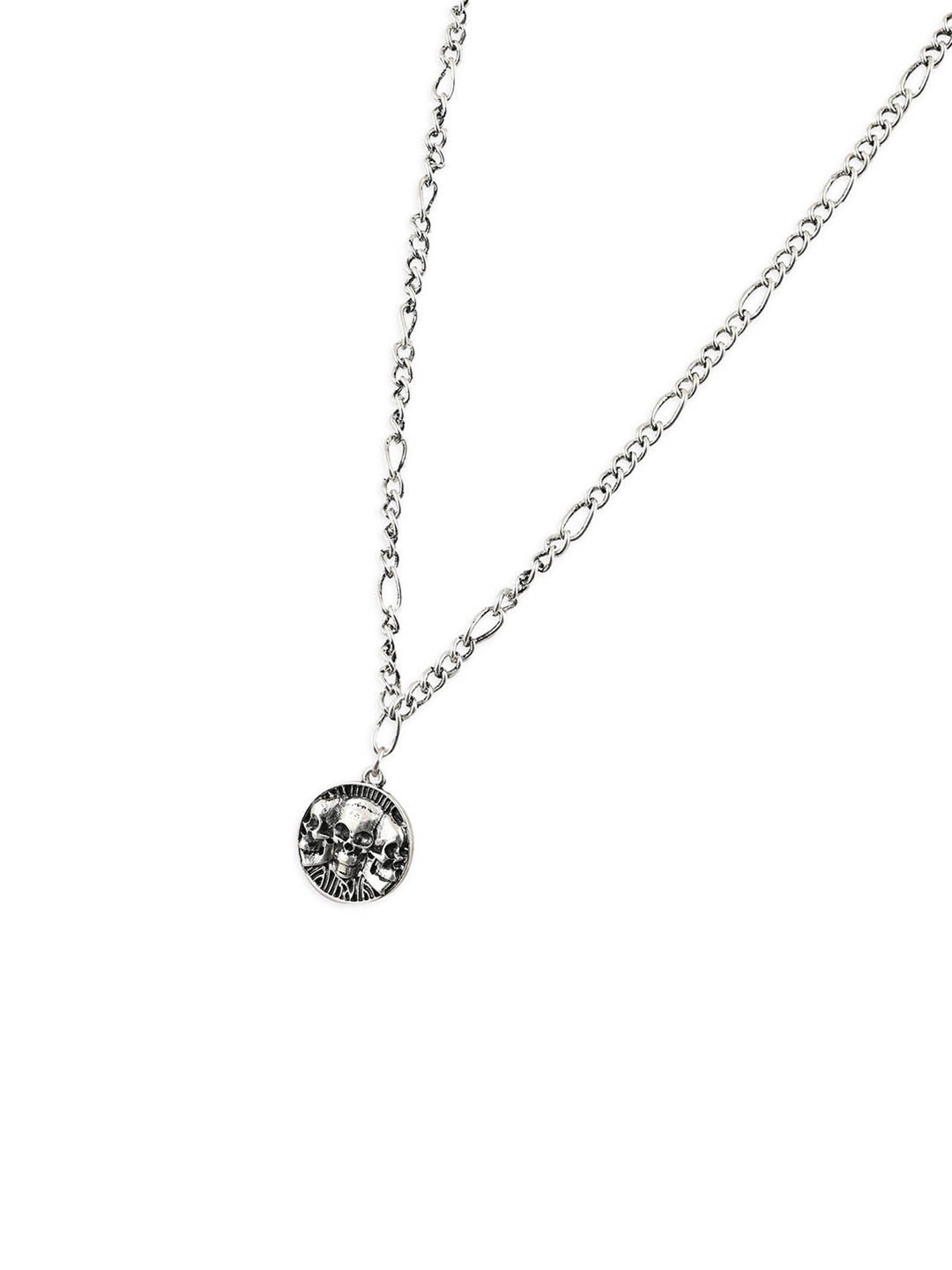 The Bro Code Silver Round Skull Pendant Neckalce Chain for Men