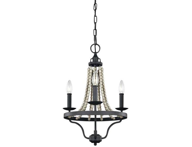 Feiss Nori 14 3/4" Wide Zinc Beaded 3-Light Chandelier