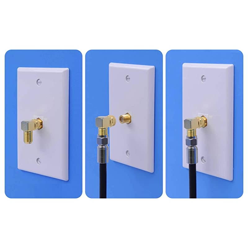 5Pack 90 Degree Coaxial Connector Right Angle FType RG6 Male to Female Adapter Gold Plated
