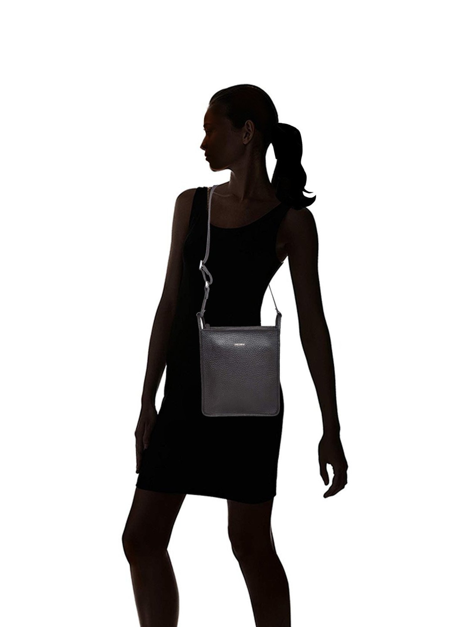 SASSORA Black Solid Medium Sling Handbag