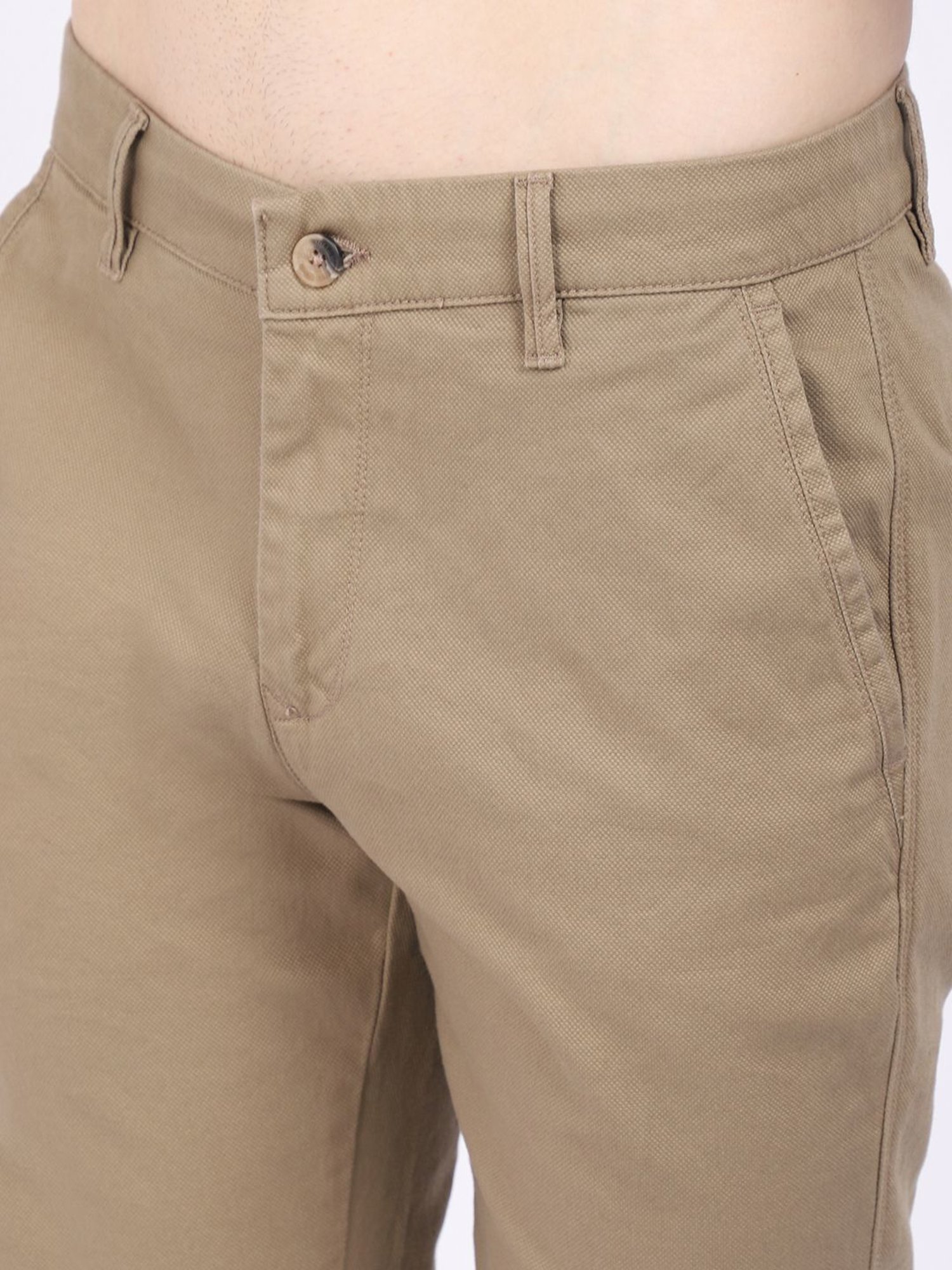 Cantabil Khaki Cotton Regular Fit Chinos