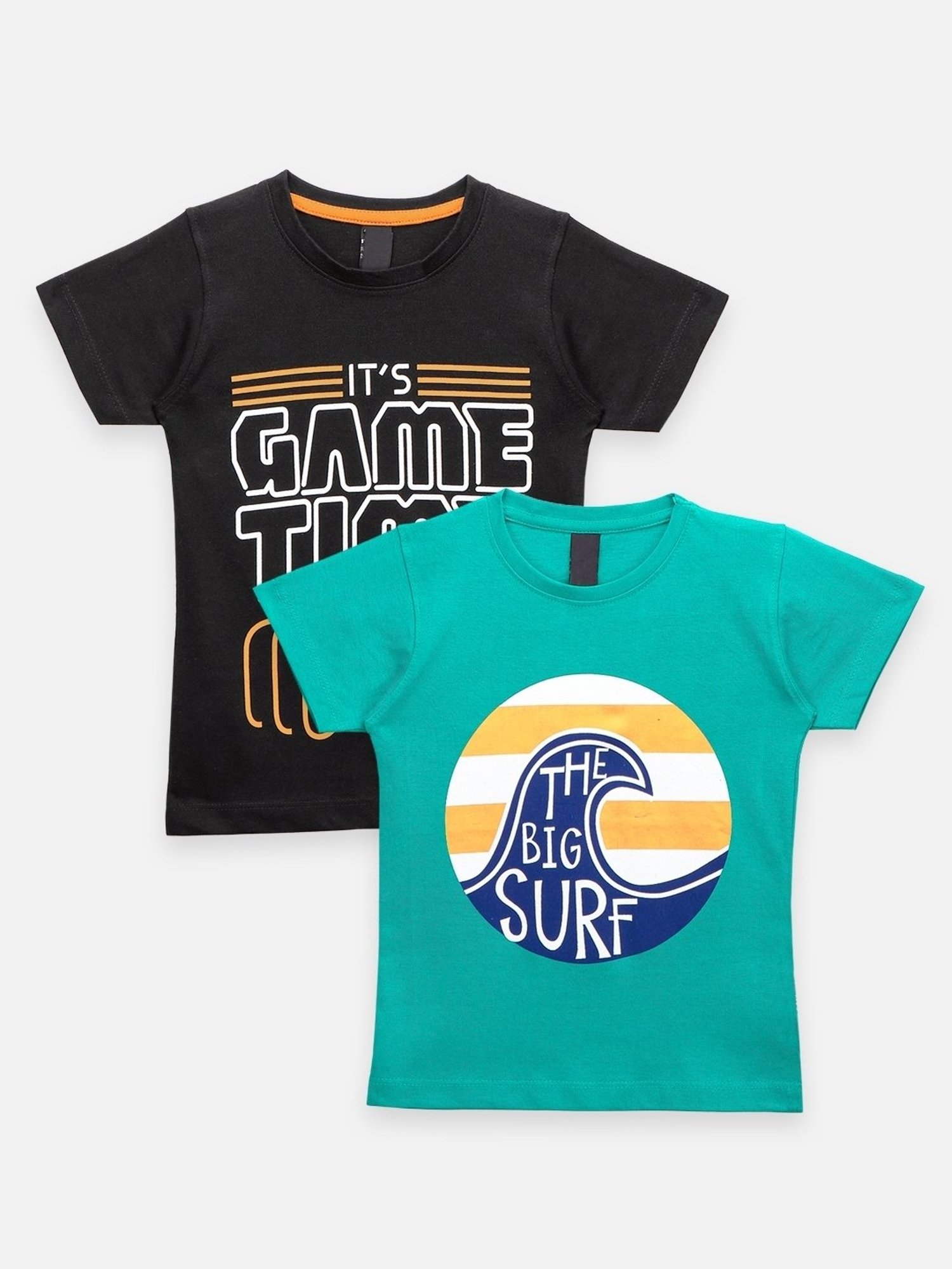 LilPicks Kids Multicolor Cotton Printed T-Shirts (Pack of 2)