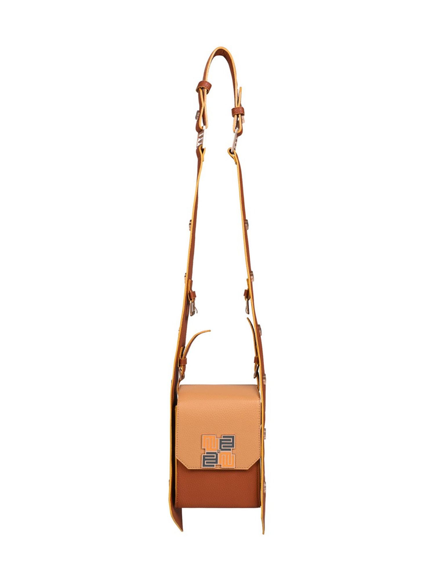 Eume Mocha Tangerine Camo Vegan Leather Satchel Handbag