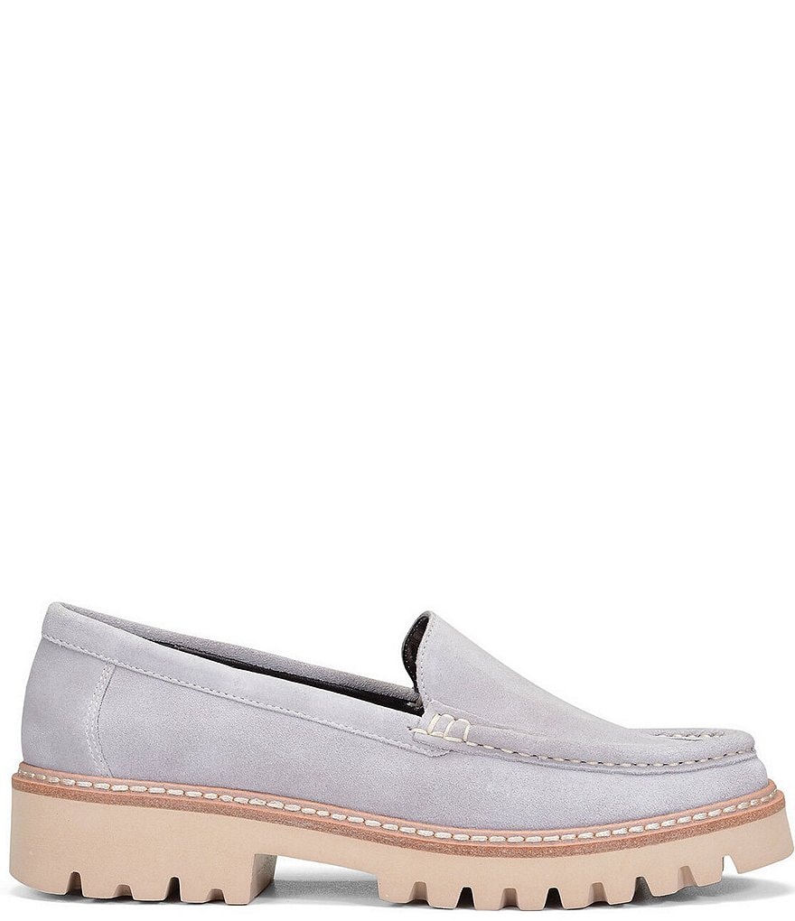Donald Pliner Hope Suede Lugged Block Heel Loafers