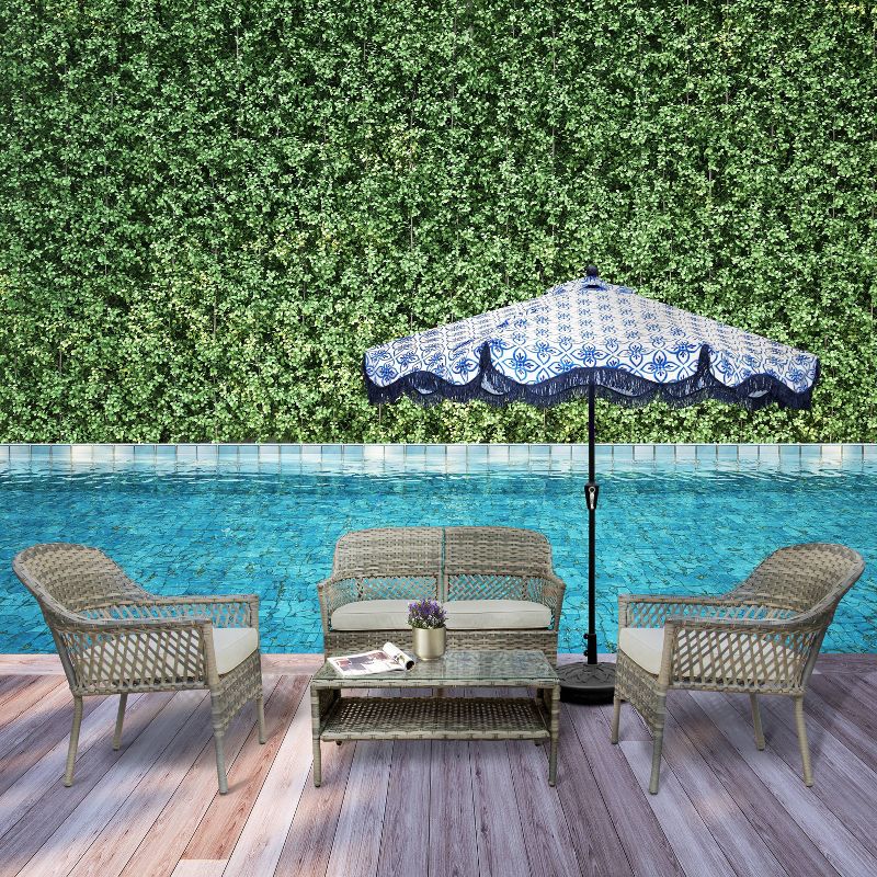 4pc Wicker Stackable Patio Conversation Set - Peaktop