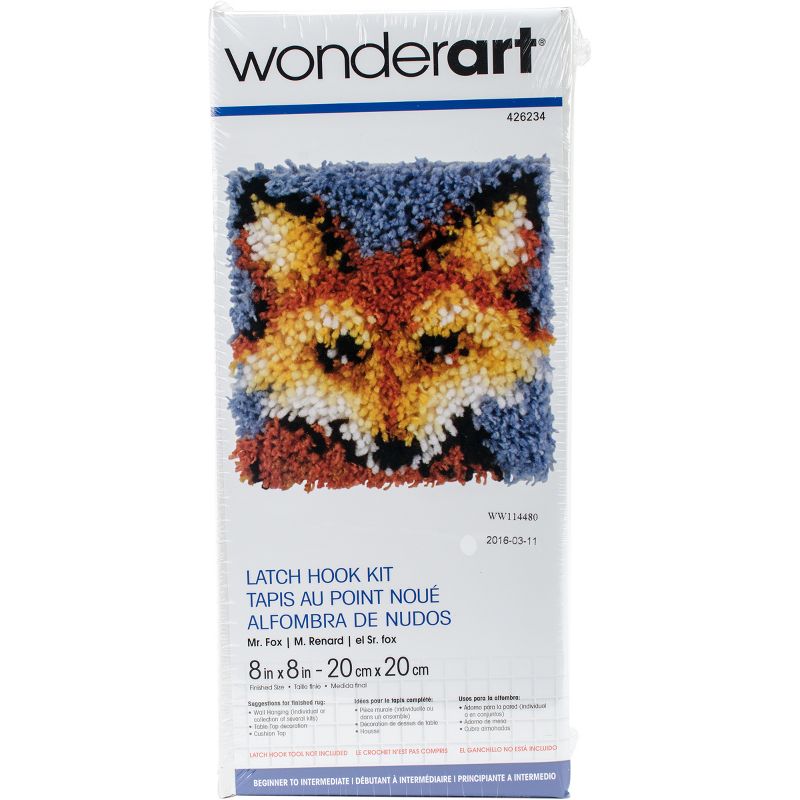 Wonderart Latch Hook Kit 8"X8"-Mr. Fox