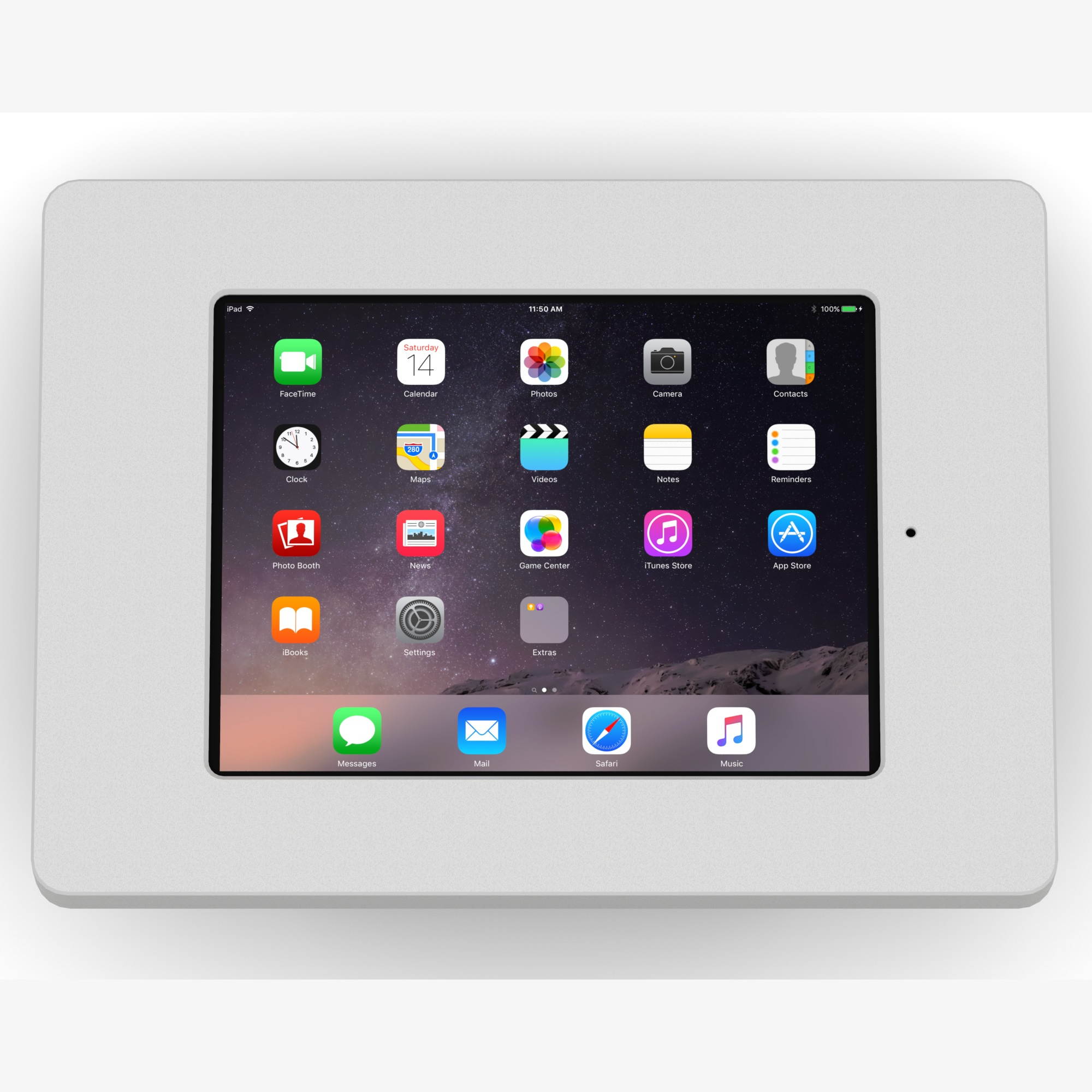 VidaMount Light Grey Home Button Covered Enclosure and Fixed Tilted 15&deg; Wall Mount [Bundle] compatible with iPad Mini 4 & 5