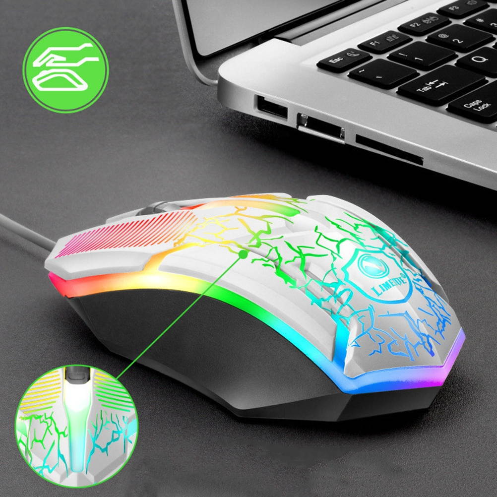 FRCOLOR Gaming Keyboard Mouse Set Rianbow Backlit Mechanical Keyboard With RGB LED - White