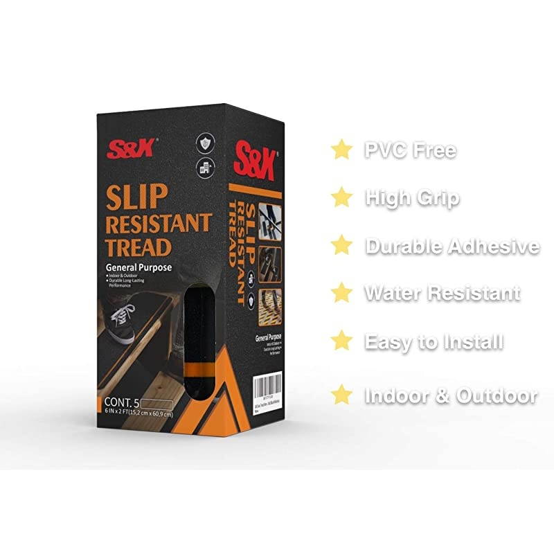 Stairs Treads Non-Slip Tape,Indoor & Outdoor,Safety Treads,6 Inch X 24 Inch,5 PCS/Pack (Black/Reflective)