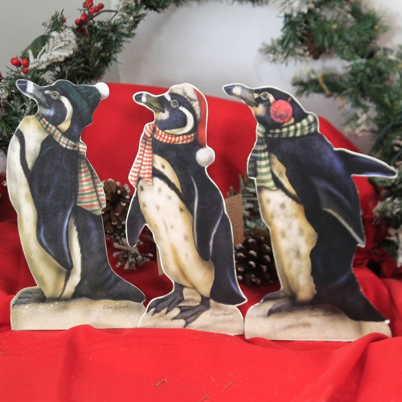 Christmas 10.0" Holiday Penguins Ornament Set/3 Lowe Dummy Board Arctic  -  Ornament Sets