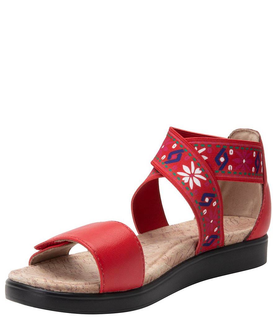Alegria Lucia Floral Print Ankle Strap Flat Sandals