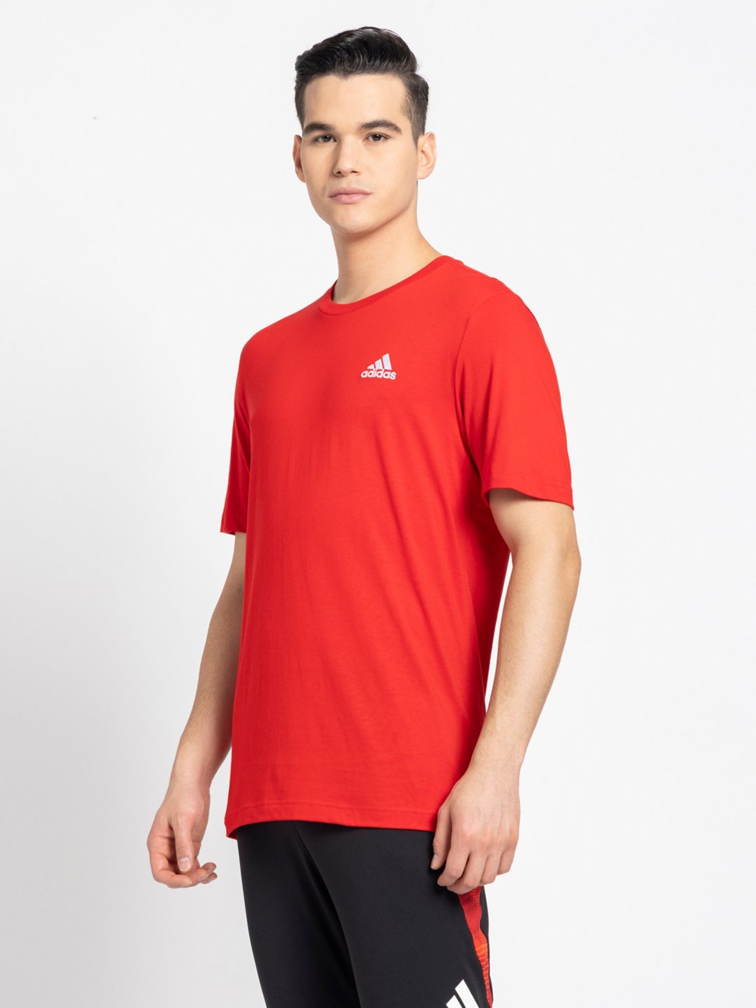 Adidas Red 100% Cotton Regular Printed  T-Shirt