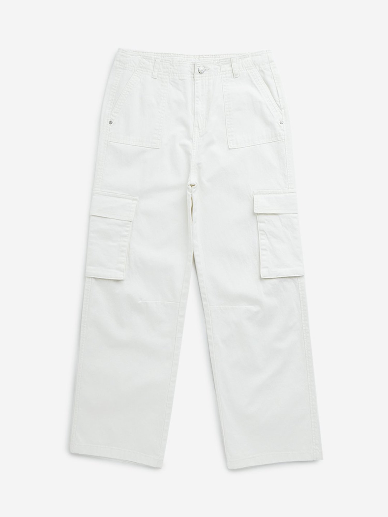 Y&F Kids by Westside Off-White Cargo-Style Mid-Rise Trousers