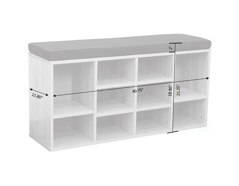 Natural Wooden Shoe Cubicle Storage Entryway Bench with Soft Cushion for Seating