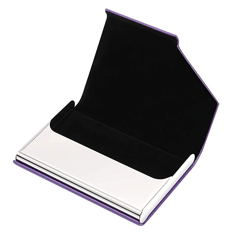 Card Holder, Metal Card Case Pocket, Card Holder for Women & Men, Professional PU Leather Card Holders Name Card Holder Purse Card Case with Magnetic Closure, Black-xbz