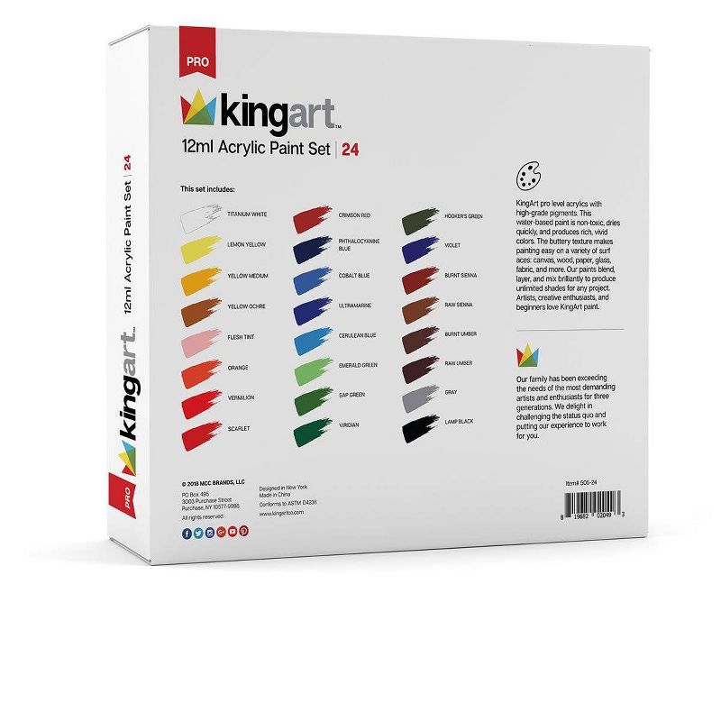 Kingart 24ct 12ml Acrylic Paint Set