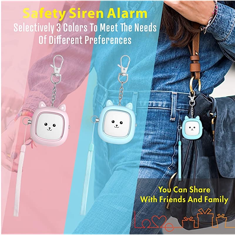 Sound Personal Alarm, 2 Pack 130 dB Loud Siren Song Emergency Self-Defense Security Alarm Keychain with LED Light, Personal Sound ty Siren for Women, Men, Children, Elderly (Blue/Pink)